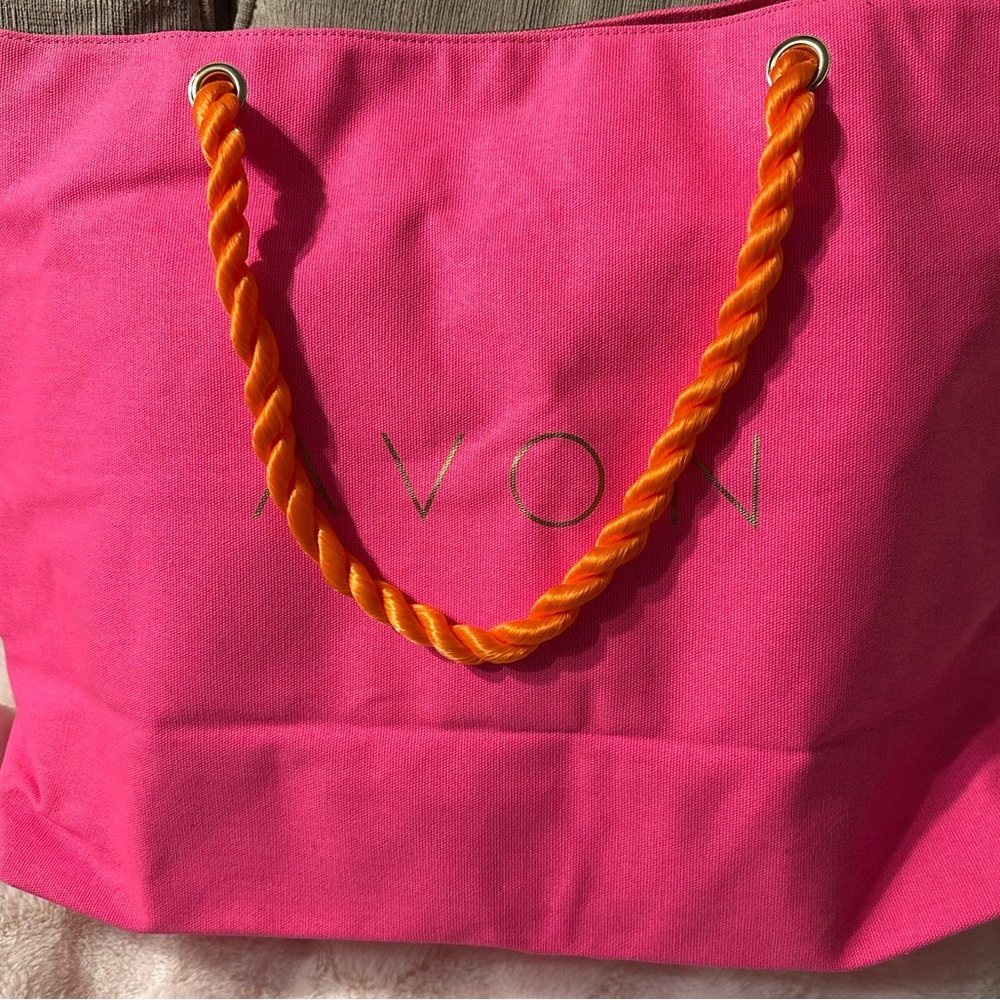 Avon Hot Pink Oversized Canvas Tote Bag 29x13” - Picture 6 of 9